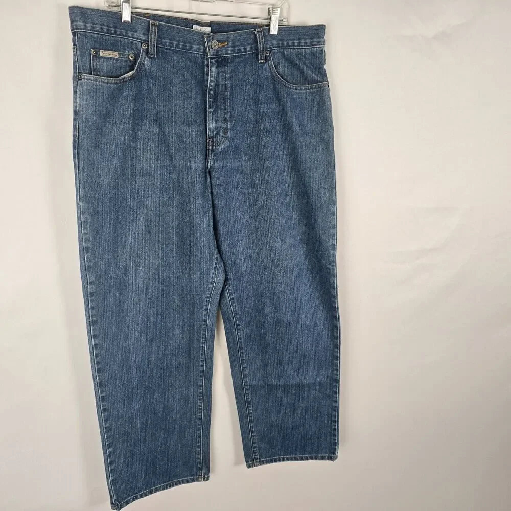 Calvin Klein Jeans Men's 38 x 31 Blue Medium Wash Straight Leg Relaxed Fit